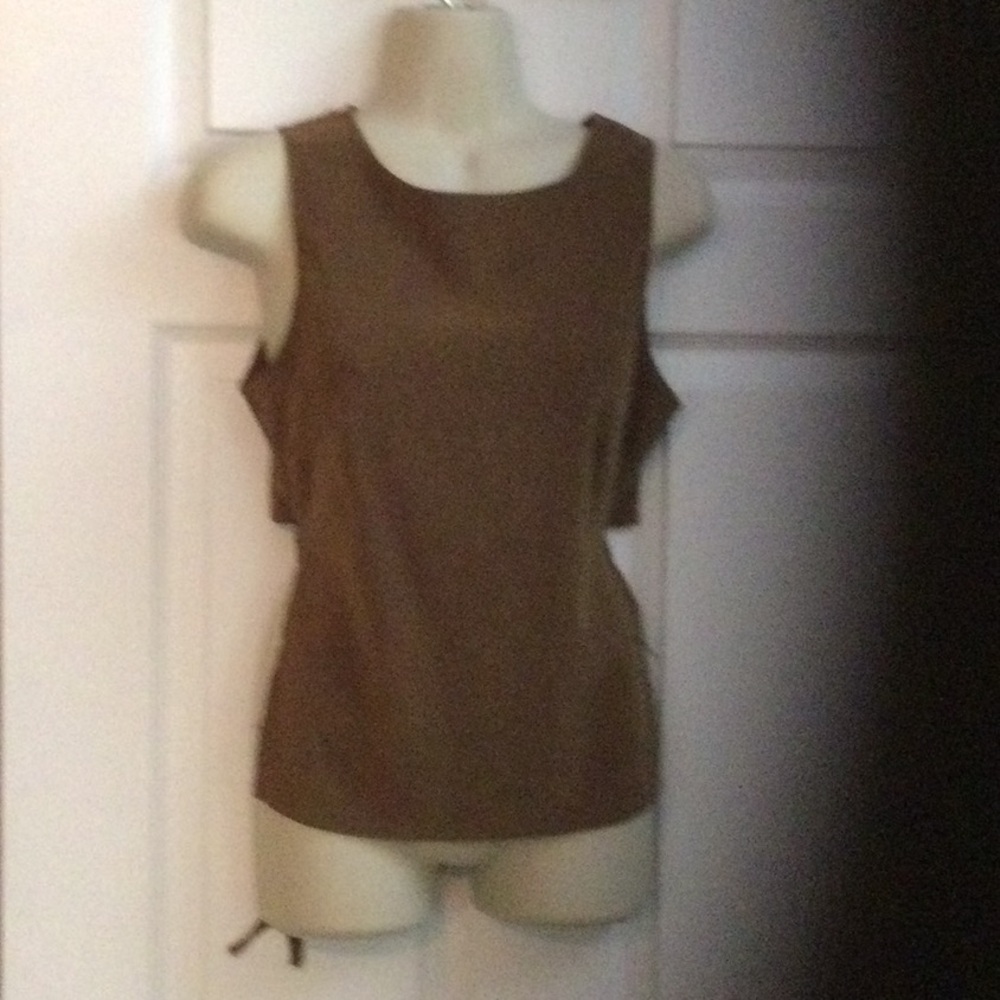 Brown Fitted Cut Out Tank Top